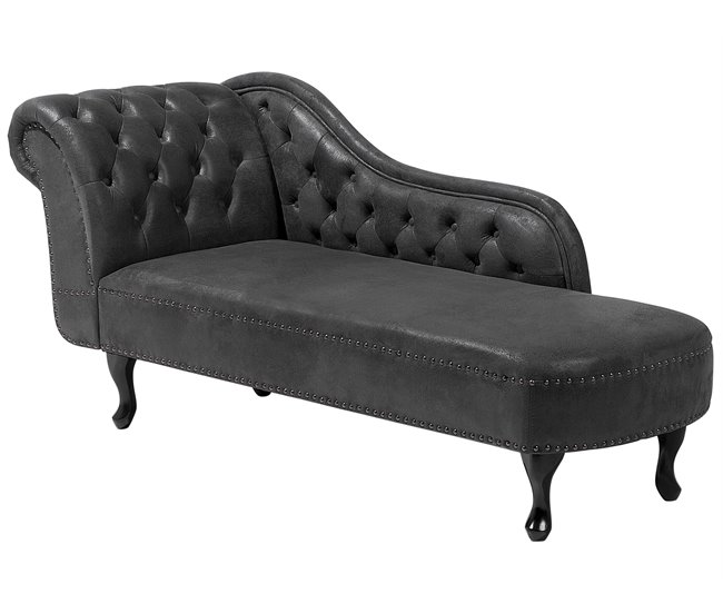 Beliani Chaise longue izquierdo Gamuza sintética NIMES Gris Oscuro