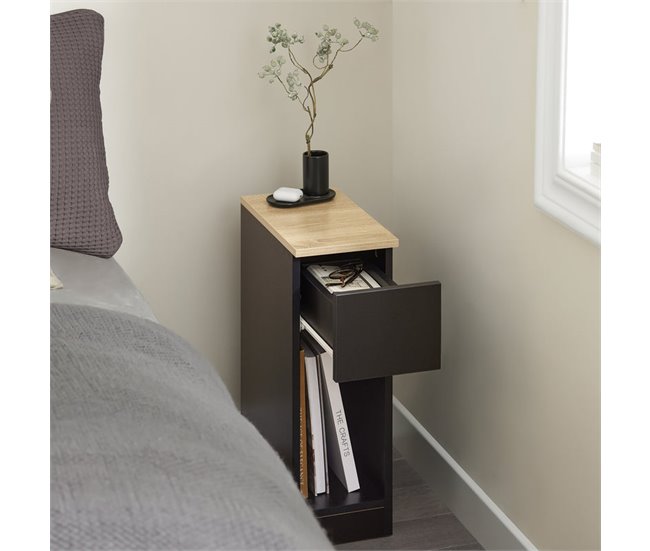 Mesita de Noche con 1 Cajón FBT111-SCH SoBuy Negro