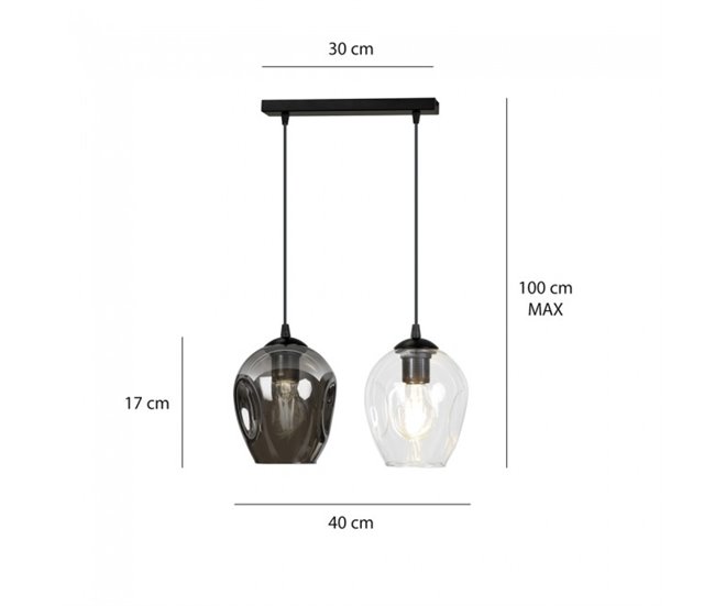 Regleta de techo Domos (2 luces) Cristal - Metal Moderno Ambar