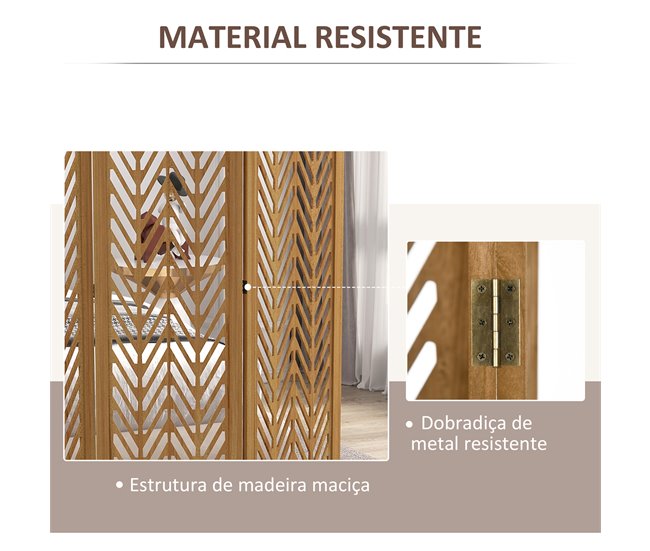 Biombo Madera de Paulownia HOMCOM, hogar - decoración Marron