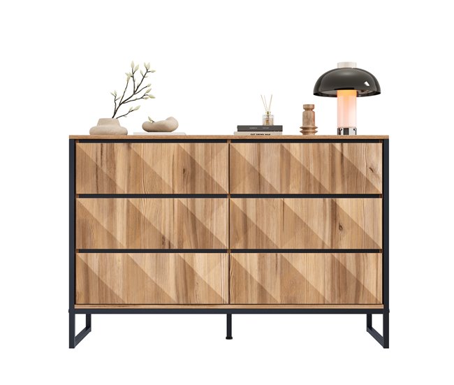 Cómoda doble con 6 cajónes Natural