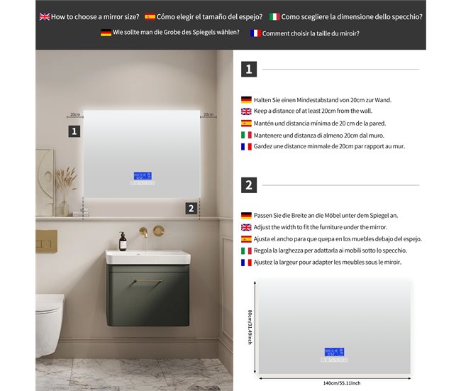 Espejo de Baño 140x4 Transparente