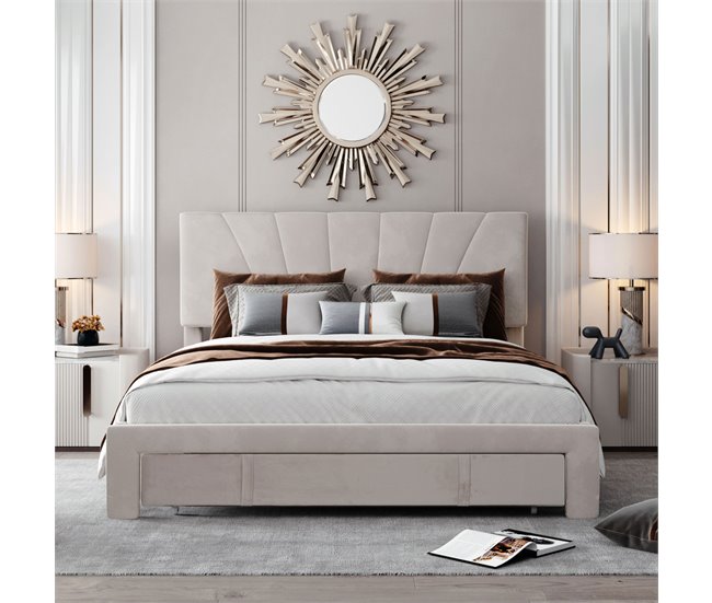 Camas de matrimonio 145x208 Beige