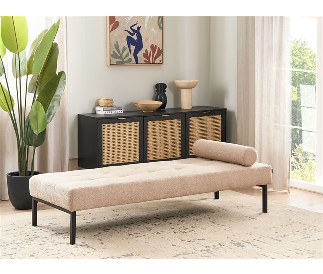Beliani Chaise longue Bouclé CHINON Beige