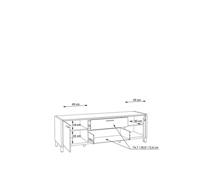 Mueble TV 2 puertas 2 cajones FREETOWN Roble