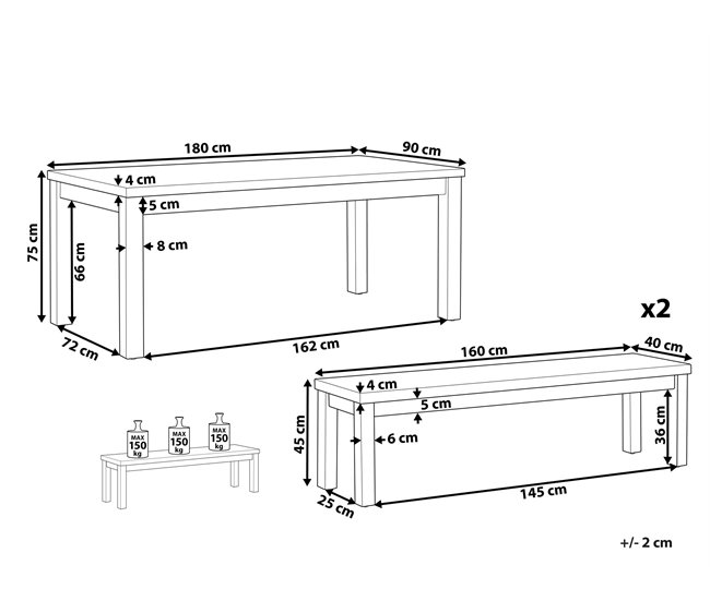 Beliani Conjunto de comedor OSTUNI Gris