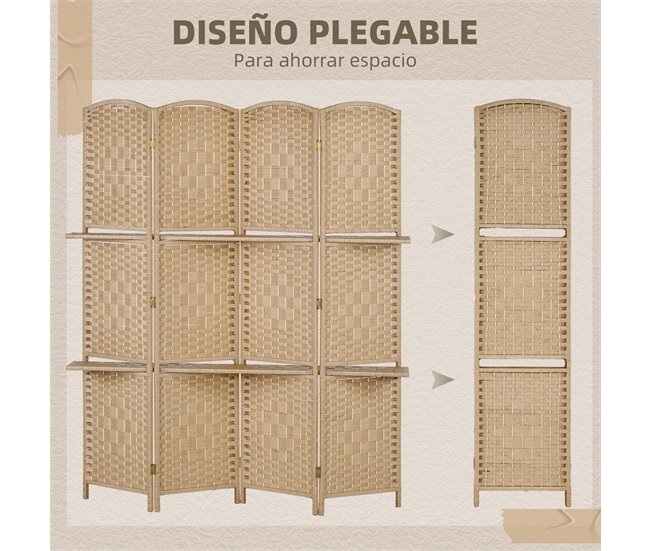 Biombo Fibra de Papel HOMCOM, hogar - decoración Marron