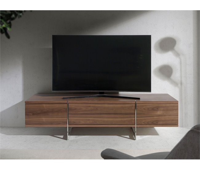 ANGEL CERDA Mueble TV nogal y acero cromado Nogal