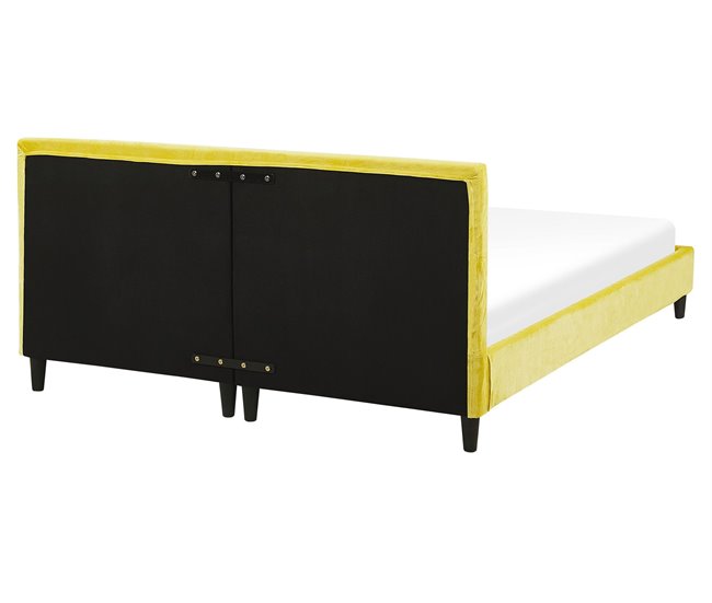 Beliani Cama con somier Terciopelo FITOU 170x214 Amarillo