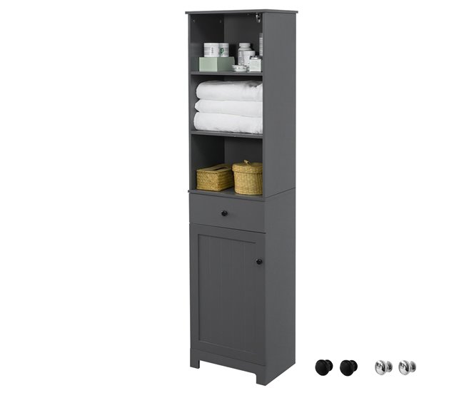 Mueble Columna de baño BZR17-DG SoBuy Gris