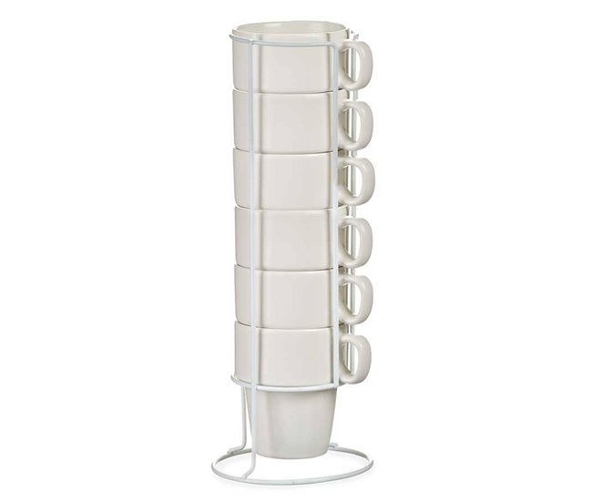 Set 6 tazas porcelana apilable 36 colección VESSIA Blanco