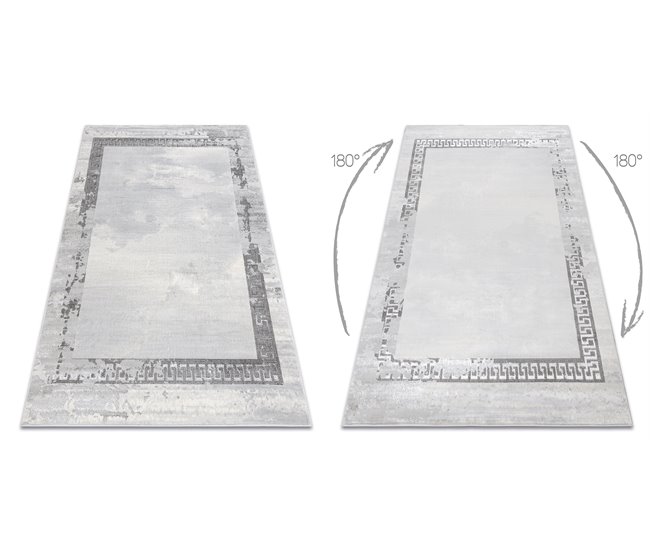 Alfombra LIRA E1473 Marco griego vintage estructural moderna 160x220 Gris