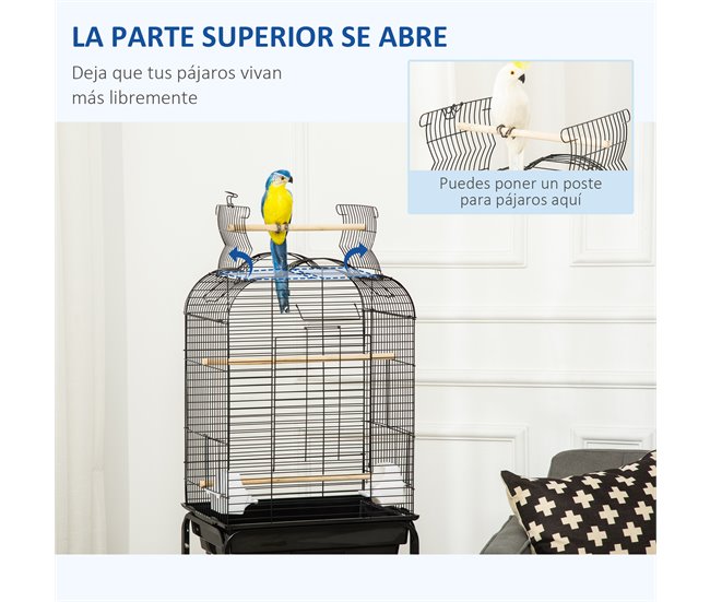Jaula para Pájaro Acero, PP, Madera Mixta PawHut Negro