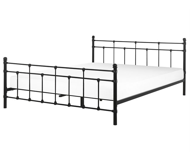 Beliani Cama Acero LYNX 168x209 Negro