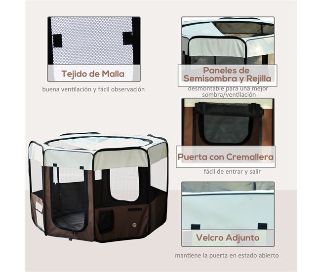 Parque Mascotas Plegable Tela Oxford, Acero PawHut Multicolor