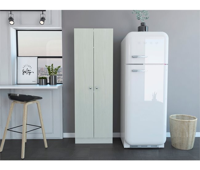 Armario Multifuncional Z, con dos puertas y estantes internos Beige