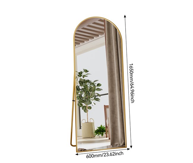 Espejo de suelo, de pared, inclinable, para salón 60x165 Dorado