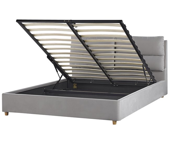 Beliani Cama con somier Terciopelo BATILLY 174x224 Gris