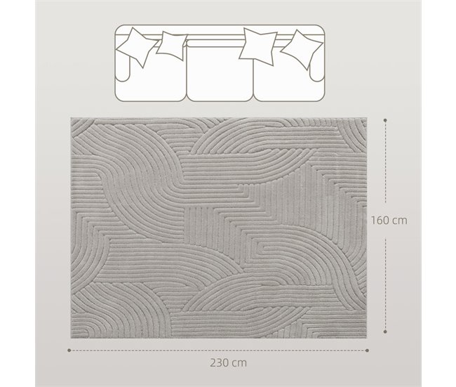 Alfombra para Salón Poliéster HOMCOM, hogar - decoración Gris