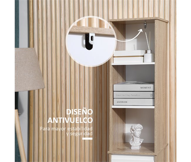 Armario Alto de Baño MDF kleankin, hogar - baño 32 Multicolor