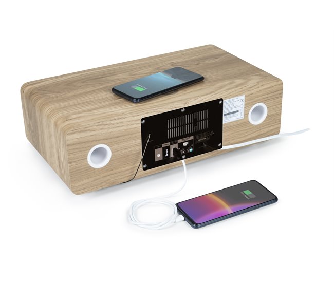 Radio CD Bluetooth MP3 inducción Thomson Blanco/ Madera