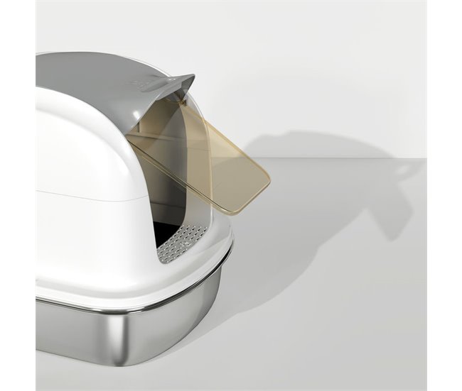 Arenero para Gatos Acero Inoxidable, ABS PawHut Blanco