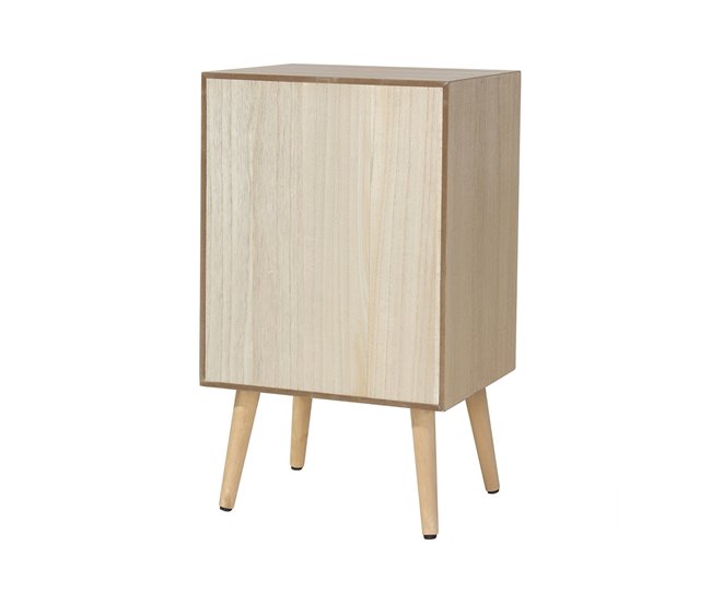 Mesita de noche con rejilla de ratán natural Madera