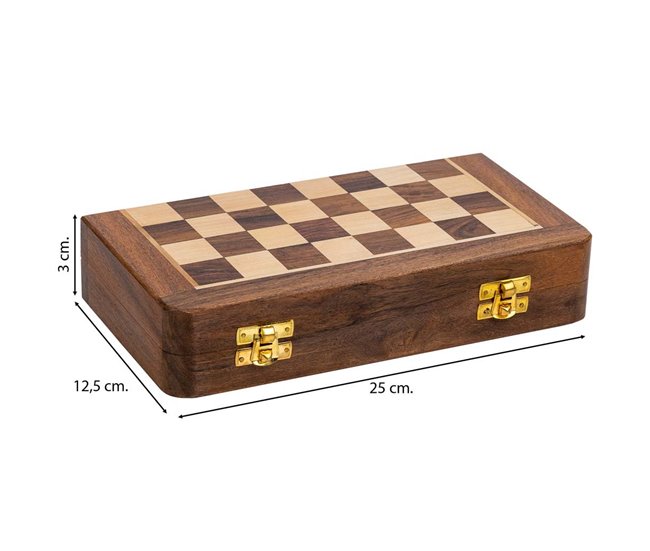 Ajedrez magnético plegable de madera Marron