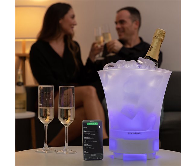 Cubitera LED con Altavoz Recargable Transparente