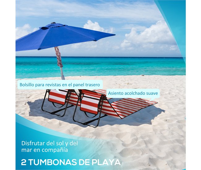 Esterillas de Playa Acero, Tela Oxford, Poliéster Outsunny Multicolor