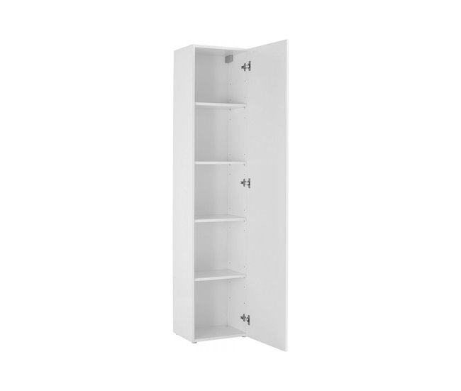 Armario multiusos 1 puerta efecto madera Blanco Brillo