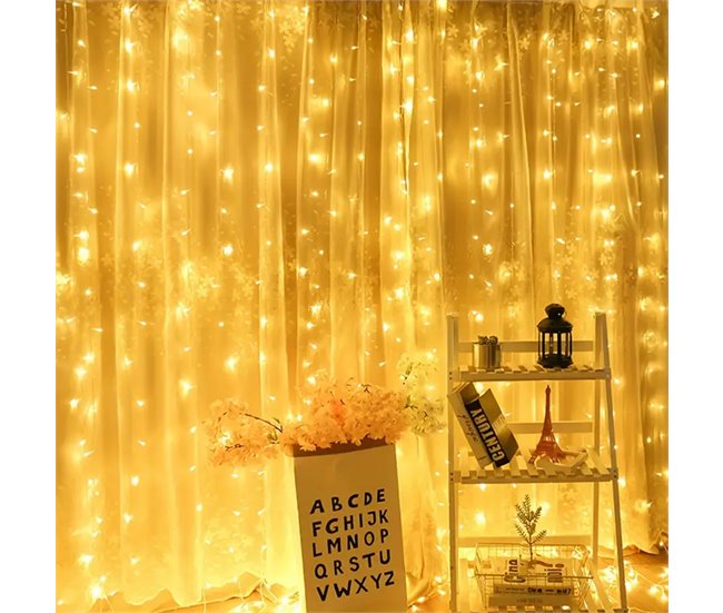 Guirnalda de 576 Luces c/Controlador de 8 funciones, Temporizador Dorado