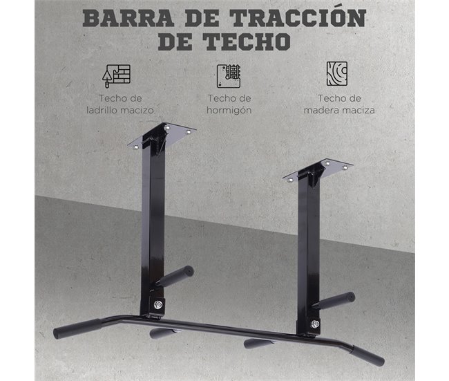 Barra de Dominadas Acero HOMCOM, deportes y ocio - musculación Negro