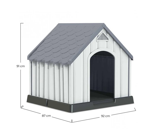 Caseta de Resina para Perros Thinia Home Negro/ Gris