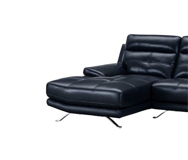 Chaise longue de piel HAWAI Azul Marino