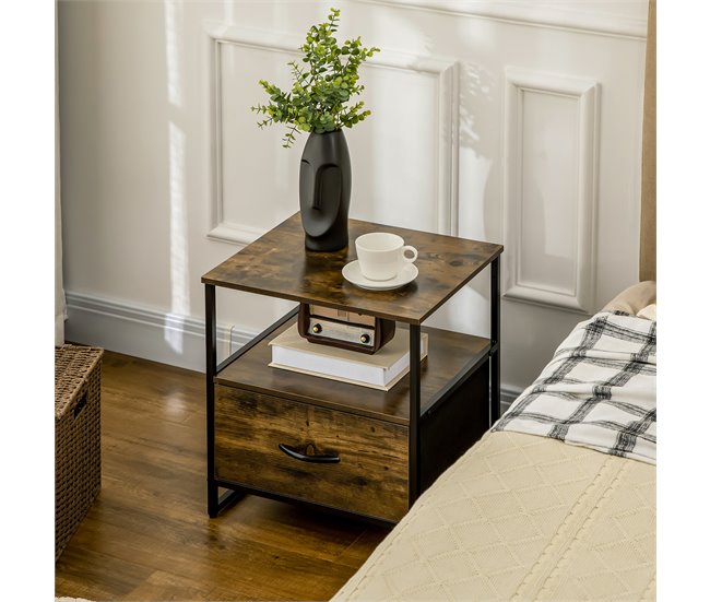 Armario de Salón Poliéster, Acero, MDF HOMCOM 45 Rojo