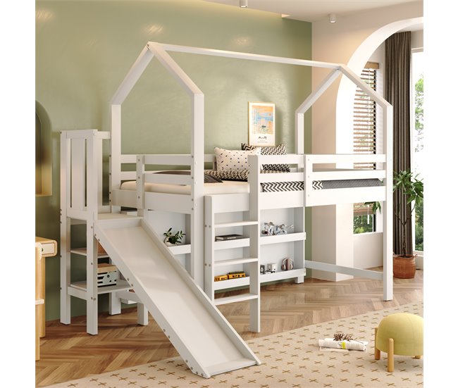 Cama alta para niños Blanco