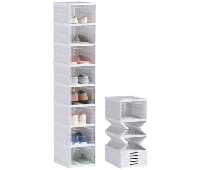 Cajas para Zapatos Plástico HOMCOM, hogar - muebles de recibidor Blanco