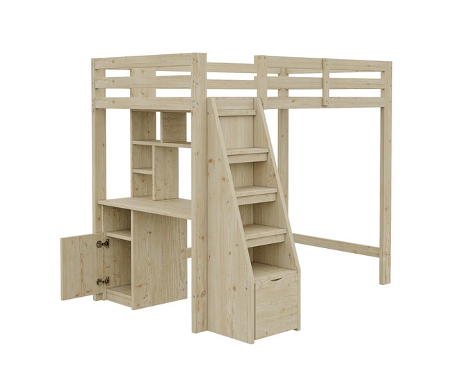 Cama alta para niños 126x205 Natural