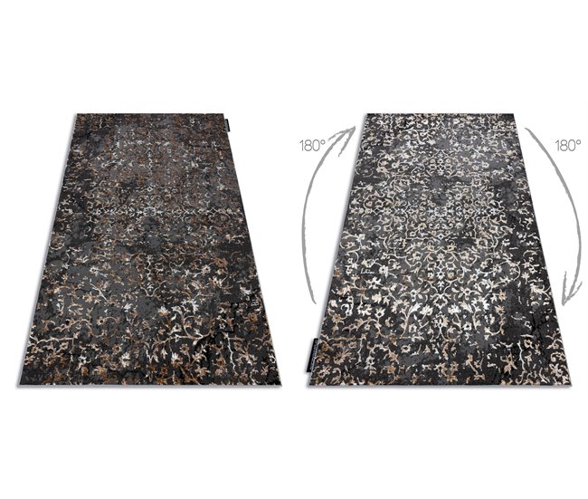 Alfombra DE LUXE moderna 2080 Ornamento vintage - Structural 200x290 Negro/ Gris