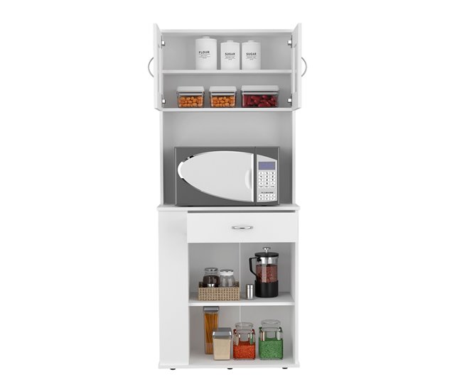Aparador Alacena de Cocina para Microondas Capienza, con 1 Cajón y Armario de 2 Puertas Blanco