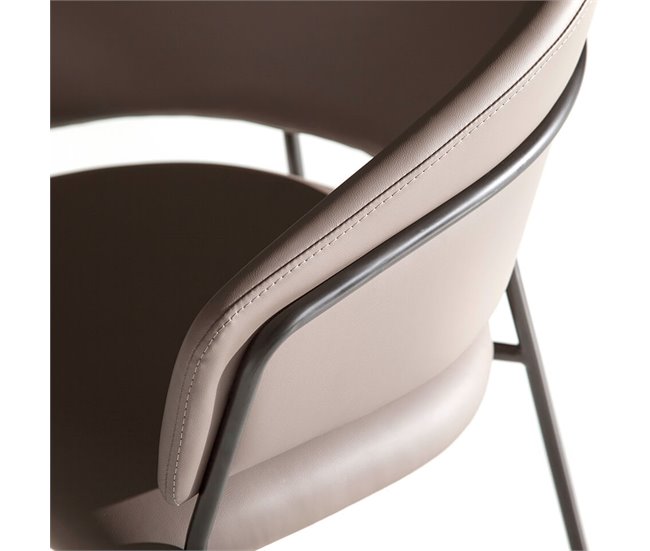 ANGEL CERDA Silla polipiel visón oscuro Nogal