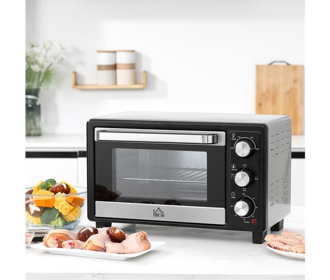 Horno Eléctrico Metal HOMCOM, hogar - cocina Negro/ Inox