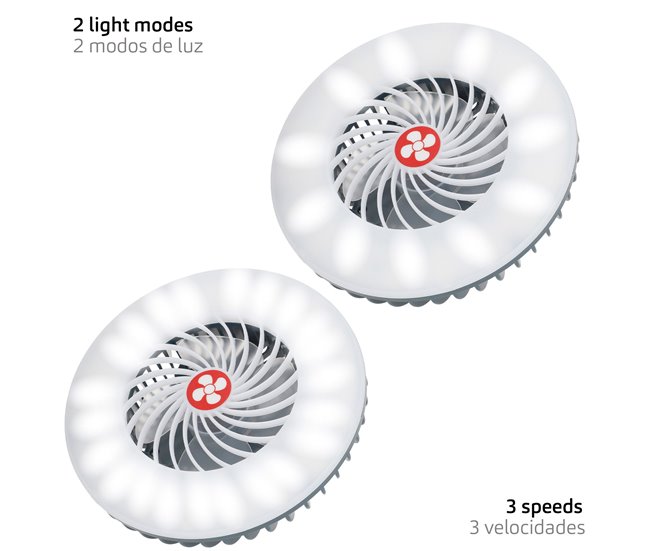 Aktive lámpara LED portátil recargable con ventilador y cargador USB Blanco