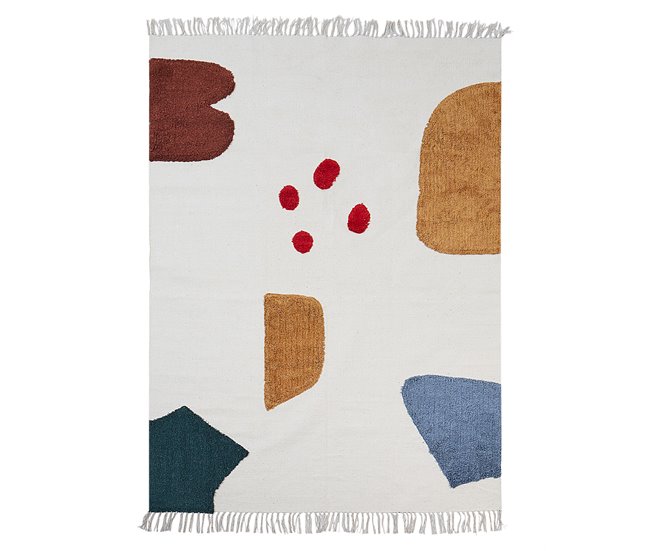 Beliani Alfombra de pelo corto TAGVETI Blanco/ Beige