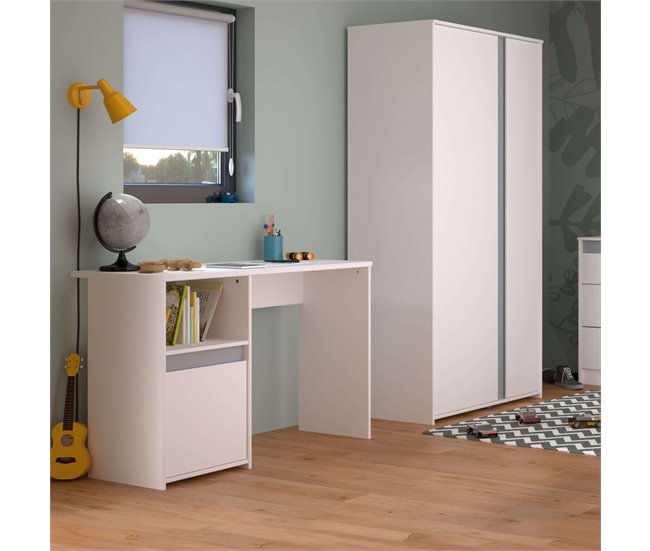 Armario Juvenil Germain 2 Puertas Melamina Moderno Blanco