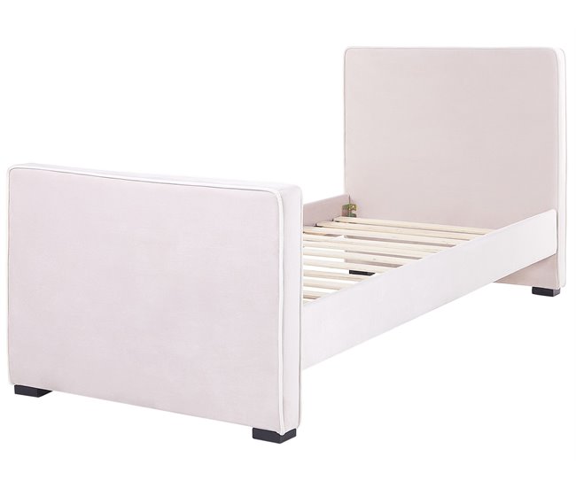 Beliani Cama con somier Terciopelo TEENIE Rosa Talco