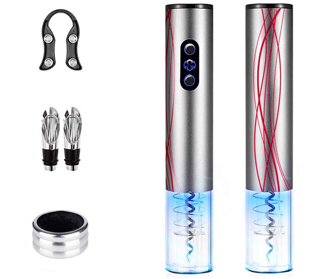 Sacacorchos Eléctrico Vino Profesional Abridor de Botellas Gridinlux Gris