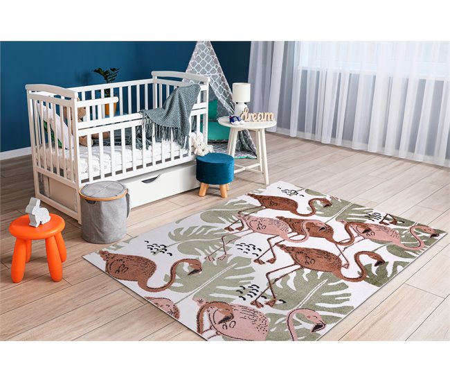 Alfombra FUN Flami para niños flamencos 200x290 Multicolor