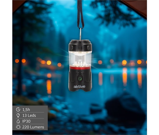 Aktive farol linterna LED trípode 3 en 1 USB y powerbank 220 lúmenes Negro